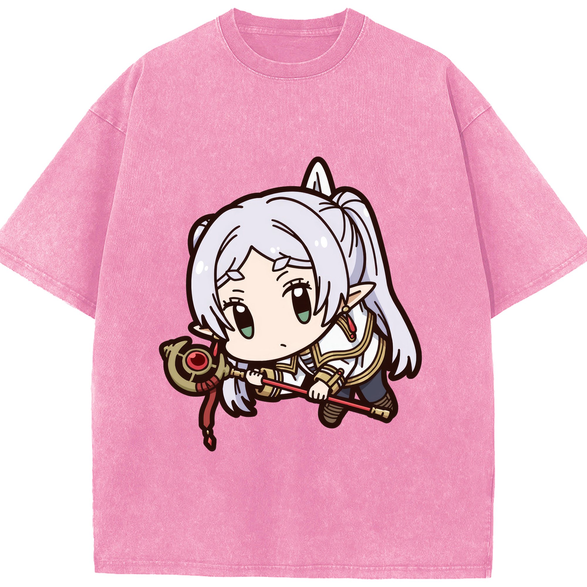 （画像用） 葬送のフリーレン Frieren 綿100% ヴィンテージ風 半袖Tシャツ（フロントプリント）